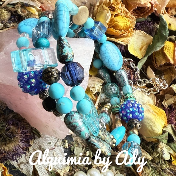 Turquoise layered maxi beaded bracelet wrap around